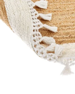 Tapete Redondo De Juta Creme E Branca 140 Cm Marts