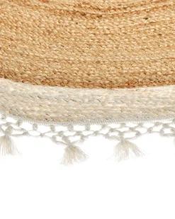 Tapete Redondo De Juta Creme E Branca 140 Cm Marts