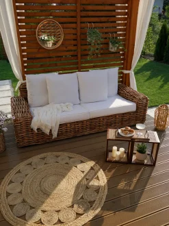 Tapete Redondo De Juta O 120 Cm Creme Ahlat