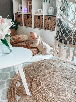 Tapete Redondo De Juta O 120 Cm Creme Ahlat