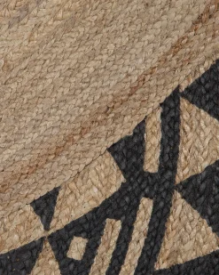 Tapete Redondo De Juta Preto E Castanho 120 Cm Alakir