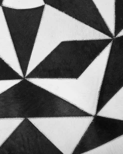 Tapete Redondo De Pele Genuina Preta E Branca 140 Cm Turgutlu