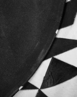 Tapete Redondo De Pele Genuina Preta E Branca 140 Cm Turgutlu