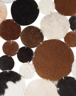 Tapete Redondo De Pele Genuina Castanha 140 Cm Sorgun