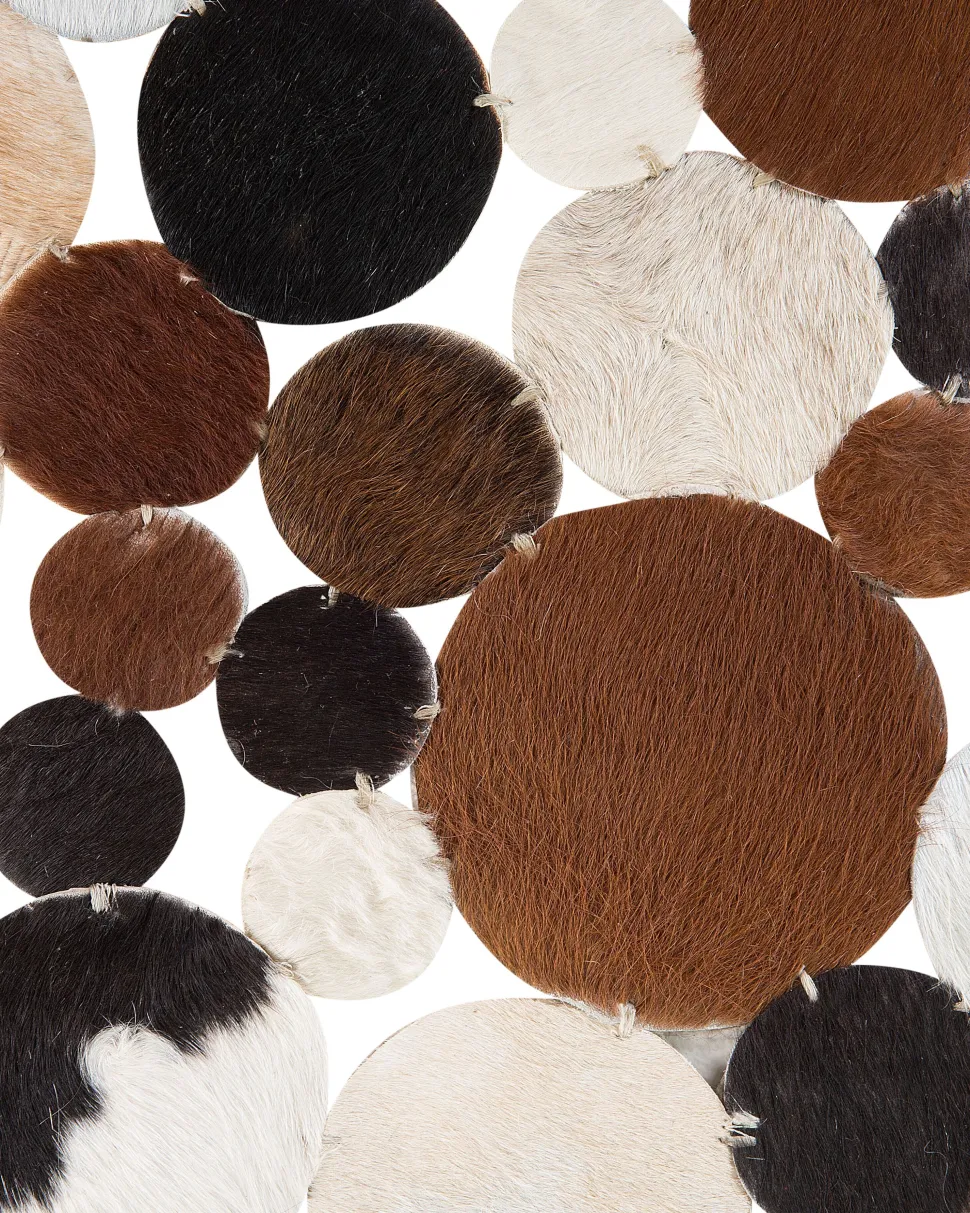 Tapete Redondo De Pele Genuina Castanha 140 Cm Sorgun