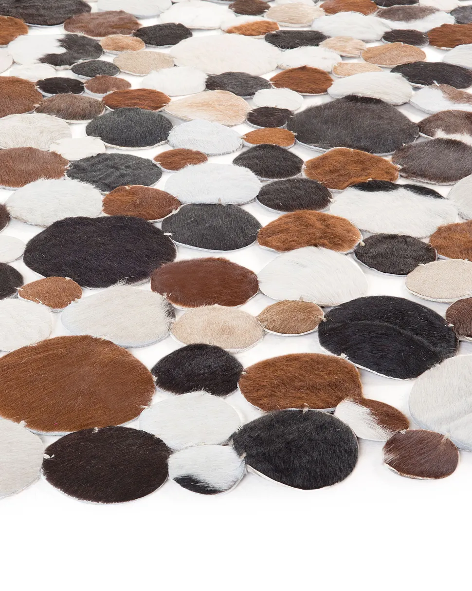 Tapete Redondo De Pele Genuina Castanha 140 Cm Sorgun