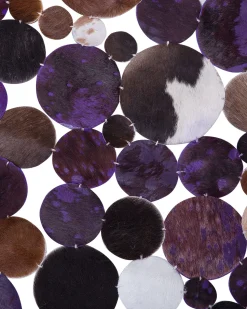 Tapete Redondo De Pele Genuina Castanha E Violeta 140 Cm Sorgun