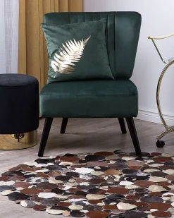 Tapete Redondo De Pele Genuina Castanha E Dourada 140 Cm Sorgun