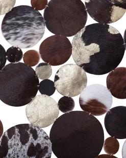 Tapete Redondo De Pele Genuina Castanha E Dourada 140 Cm Sorgun