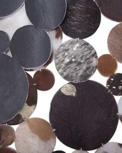 Tapete Redondo De Pele Genuina Castanha E Dourada 140 Cm Sorgun