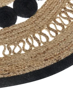 Tapete Redondo Em Algodao E Juta Creme E Preto 120 Cm Yozgat