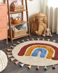 Tapete Redondo Em Algodao Multicolor O 120 Yagci