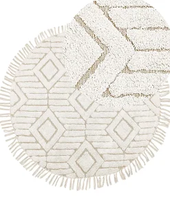 Tapete Redondo Em Algodao Creme 140 Cm Horasan