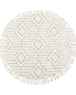 Tapete Redondo Em Algodao Creme 140 Cm Horasan