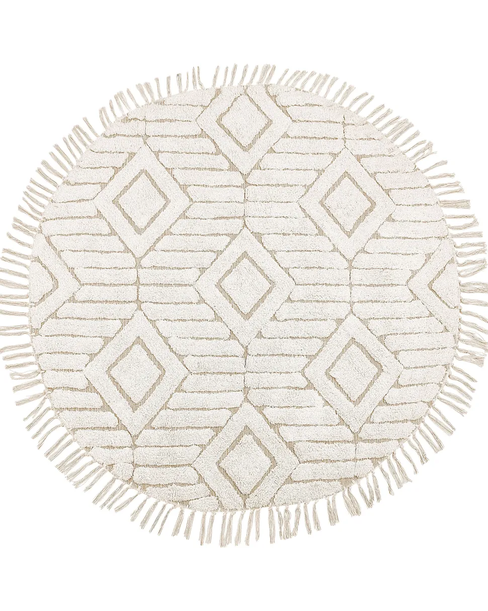 Tapete Redondo Em Algodao Creme 140 Cm Horasan