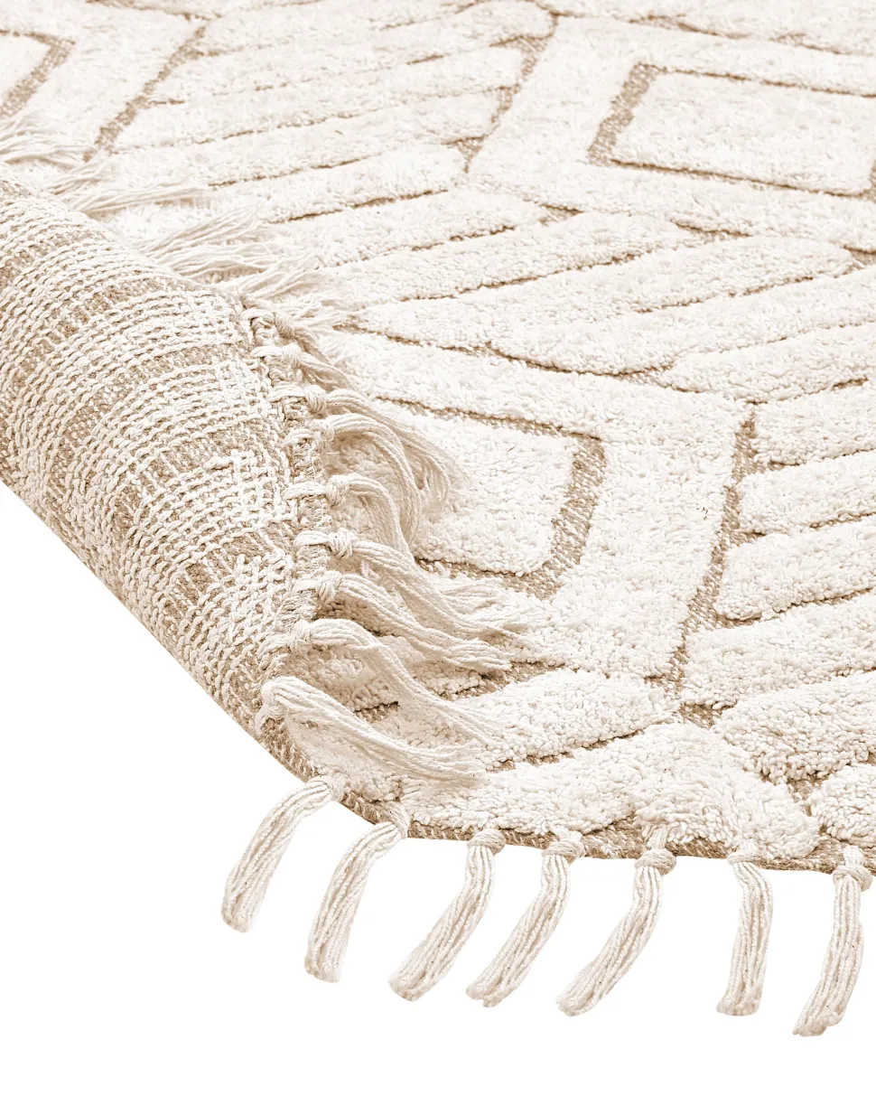 Tapete Redondo Em Algodao Creme 140 Cm Horasan