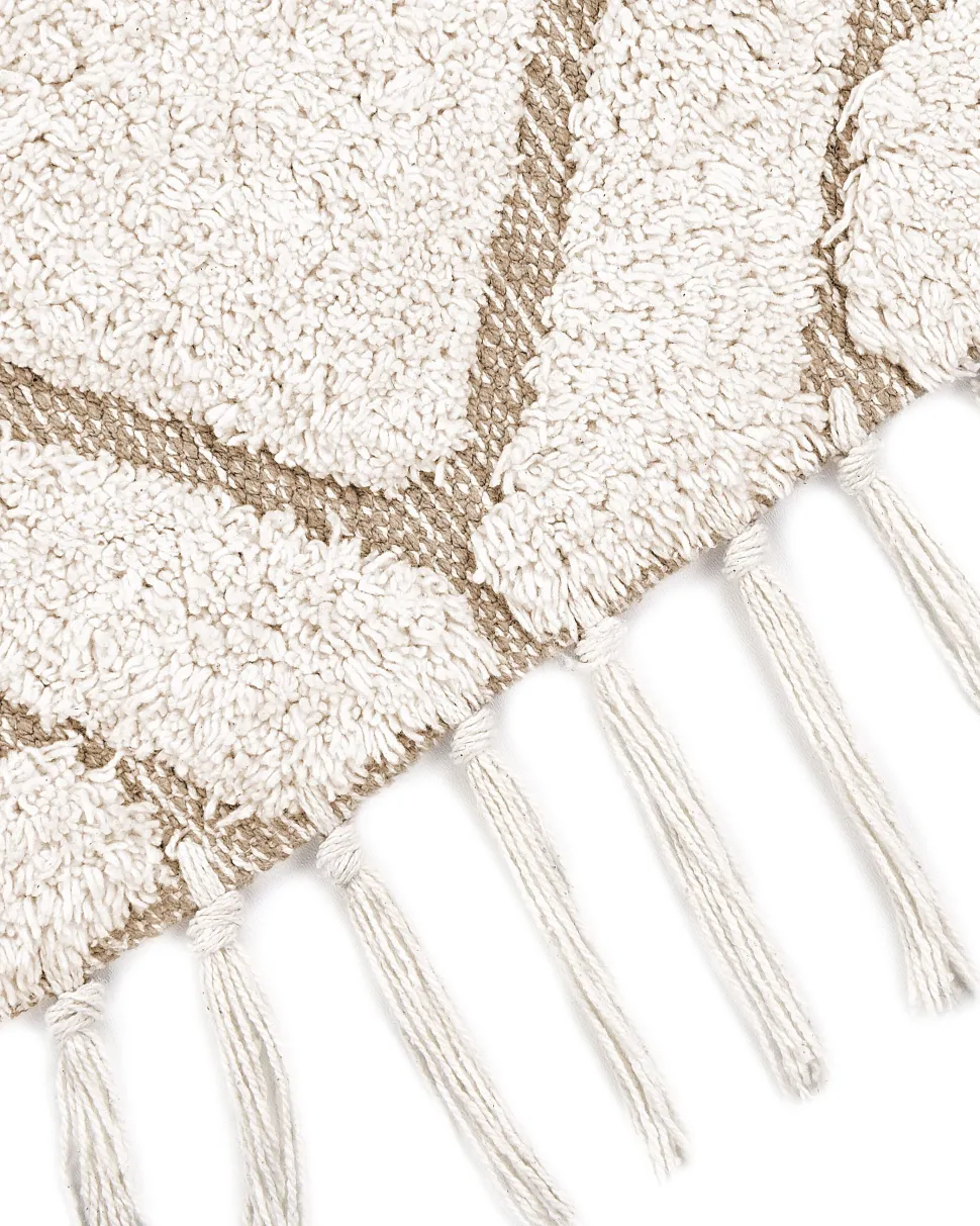 Tapete Redondo Em Algodao Creme 140 Cm Horasan