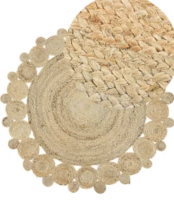 Tapete Redondo Em Juta Creme 120 Cm Golgen