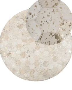 Tapete Redondo Em Pele Genuina Creme 140 Cm Zeytin