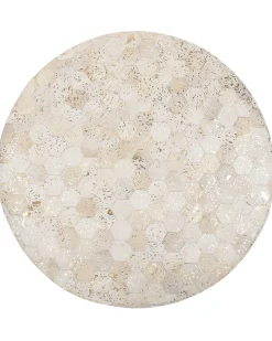Tapete Redondo Em Pele Genuina Creme 140 Cm Zeytin