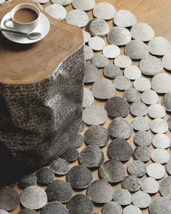 Tapete Redondo Em Pele Genuina Cinzenta 140 Cm Hilvan