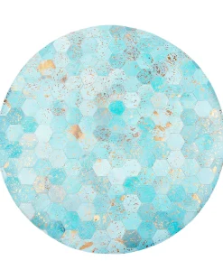 Tapete Redondo Em Pele Genuina Azul Turquesa 140 Cm Zeytin