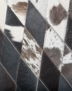 Tapete Redondo Em Pele Genuina Preta E Branca 140 Cm Keles