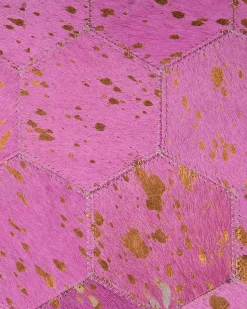 Tapete Redondo Em Pele Genuina Rosa 140 Cm Zeytin