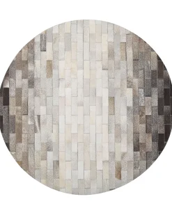 Tapete Redondo Em Pele Genuina Castanha E Creme 140 Cm Dutlar