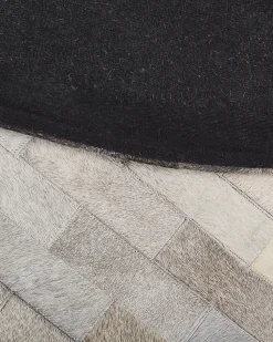 Tapete Redondo Em Pele Genuina Castanha E Creme 140 Cm Dutlar