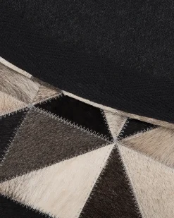 Tapete Redondo Em Pele Genuina Cinzenta E Creme 140 Cm Kirklar