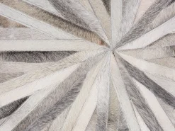 Tapete Redondo Em Pele Genuina Cinzenta 140 Cm Simav