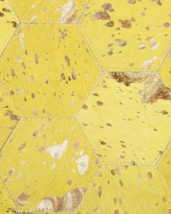 Tapete Redondo Em Pele Genuina Amarela 140 Cm Zeytin