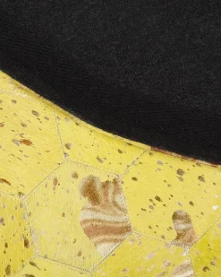 Tapete Redondo Em Pele Genuina Amarela 140 Cm Zeytin