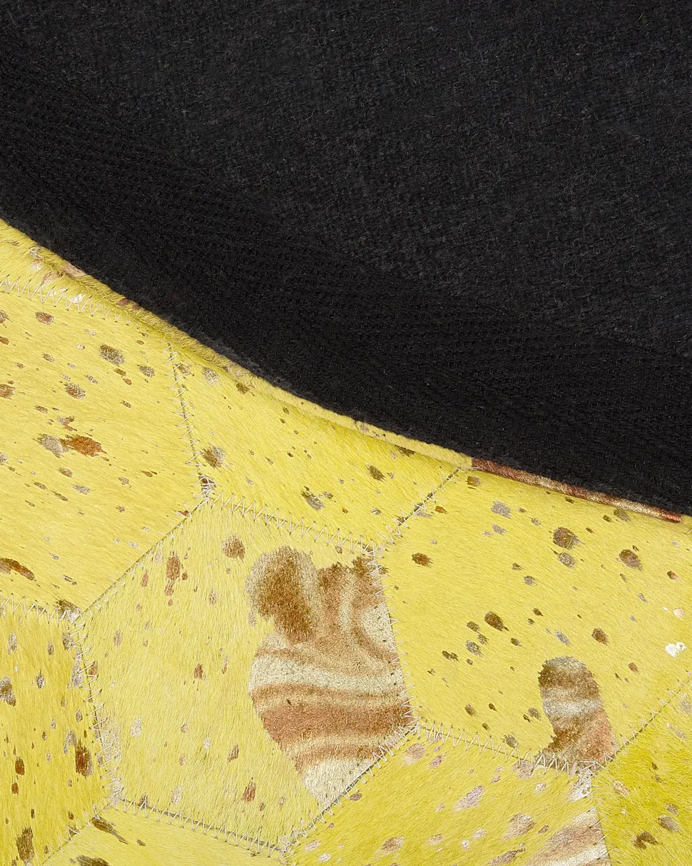 Tapete Redondo Em Pele Genuina Amarela 140 Cm Zeytin