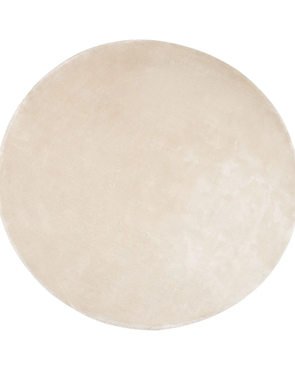 Tapete Redondo Em Viscose Creme Claro 140 Cm Gesi Ii