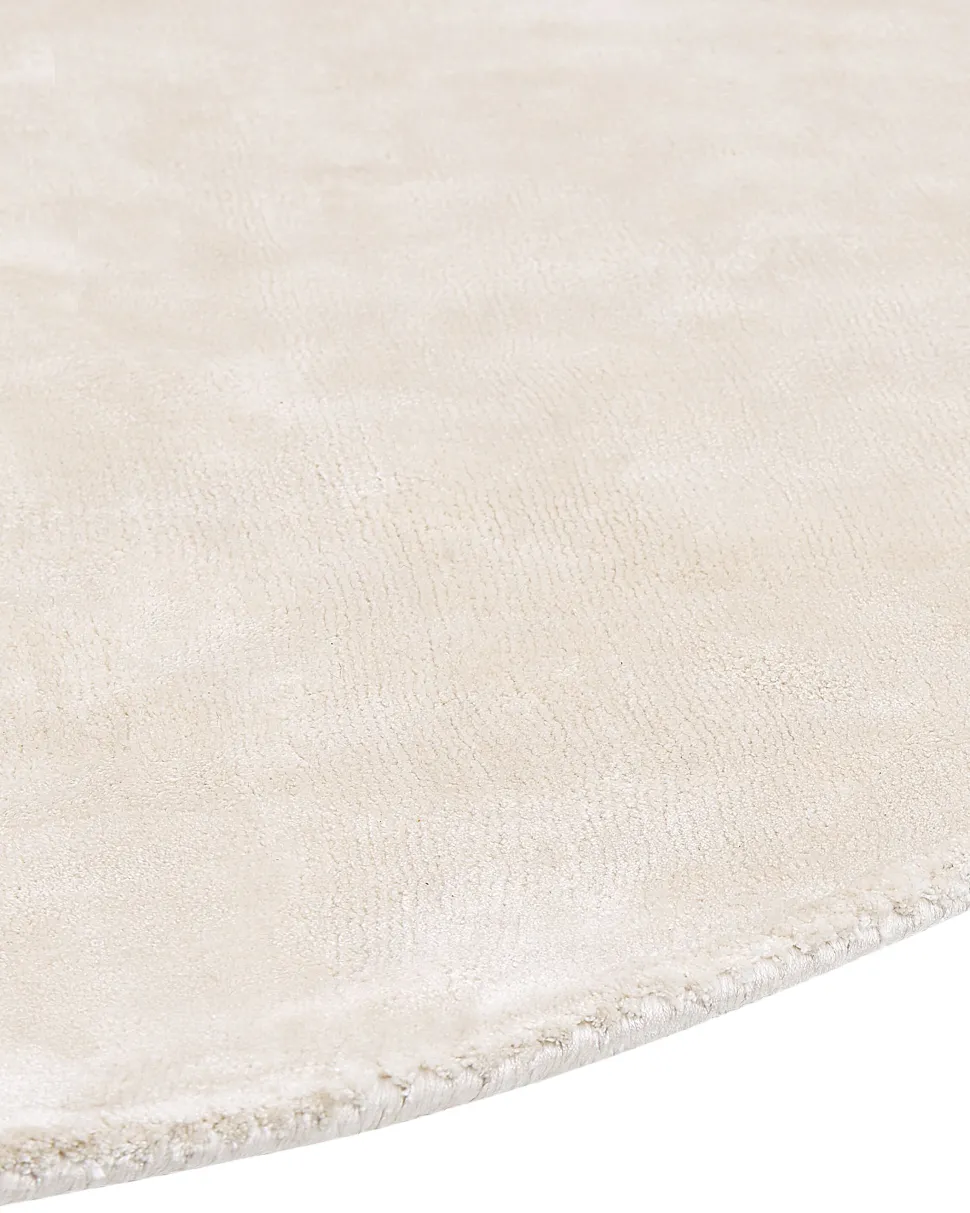 Tapete Redondo Em Viscose Creme Claro 140 Cm Gesi Ii