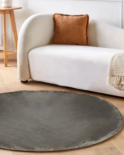 Tapete Redondo Em Viscose Cinzenta Escura 140 Cm Gesi Ii