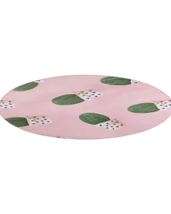 Tapete Redondo Rosa Com Catos 120 Cm Eldivan