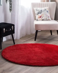 Tapete Redondo Vermelho 140 Cm Demre