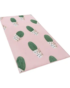 Tapete Rosa Com Catos 80 X 150 Cm Eldivan