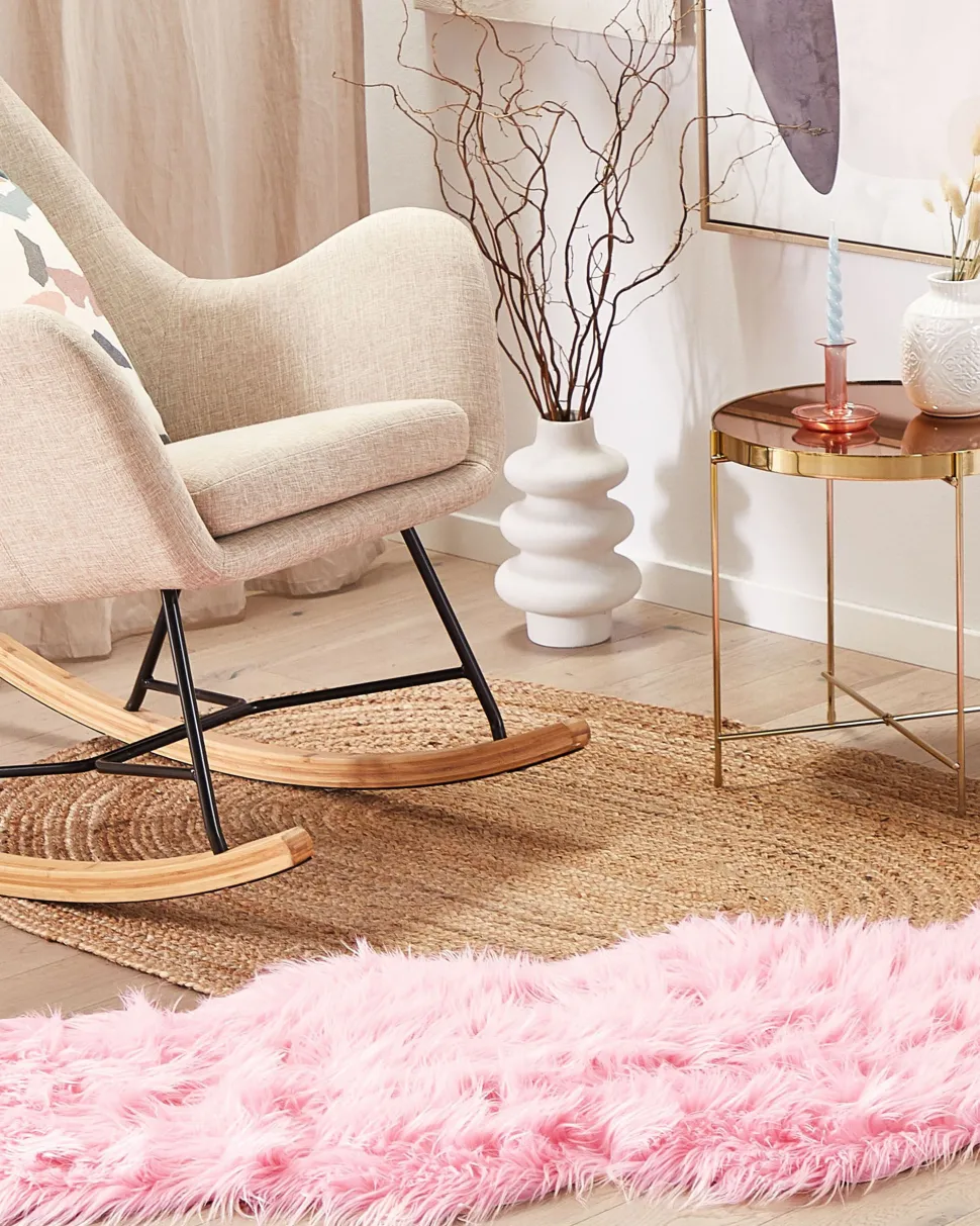 Tapete Tipo Pele De Ovelha Rosa 180 X 60 Cm Mamungari