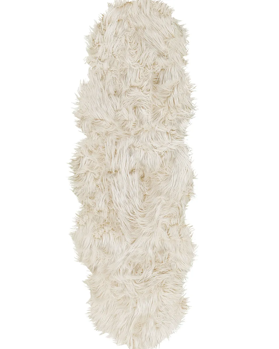 Tapete Tipo Pele De Ovelha Creme 180 X 60 Cm Mamungari