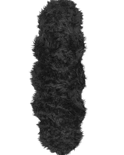 Tapete Tipo Pele De Ovelha Preto 180 X 60 Cm Mamungari