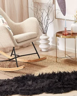 Tapete Tipo Pele De Ovelha Preto 180 X 60 Cm Mamungari