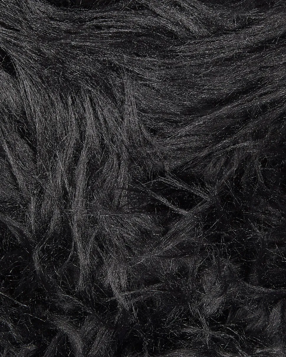 Tapete Tipo Pele De Ovelha Preto 180 X 60 Cm Mamungari