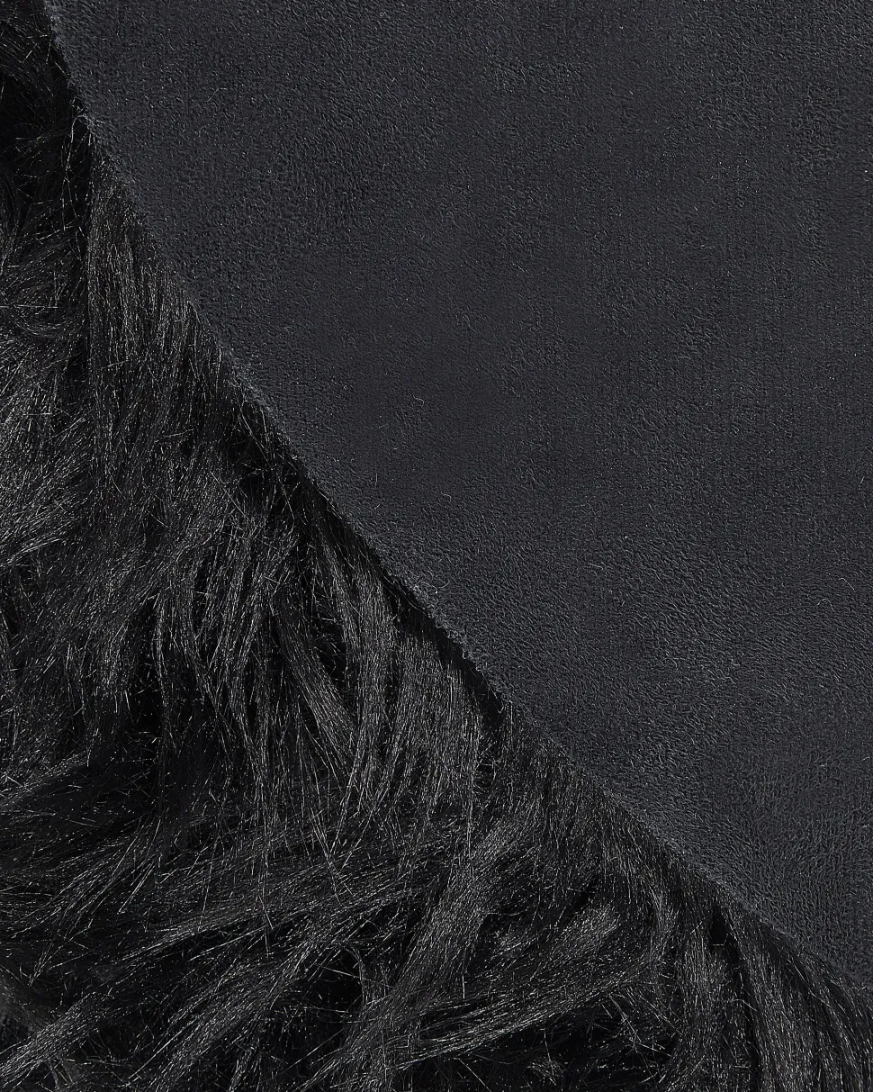 Tapete Tipo Pele De Ovelha Preto 180 X 60 Cm Mamungari