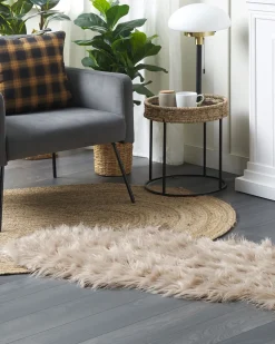 Tapete Tipo Pele De Ovelha Cor De Areia 180 X 60 Cm Mamungari