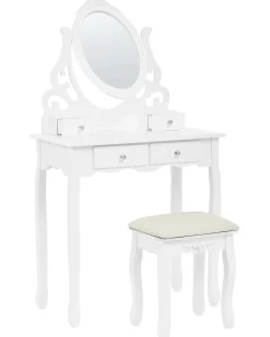 Toucador Com 4 Gavetas E Banco Branco Amour