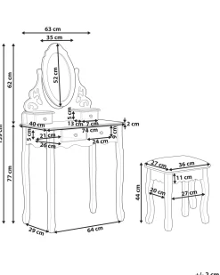 Toucador Com 4 Gavetas E Banco Branco Amour